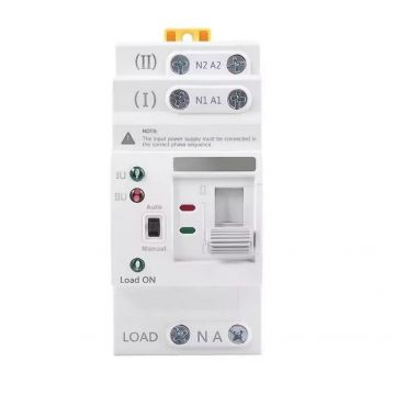 Comutator automat monofazat ATS, 63A, 2 poli, montaj pe sina DIN, Safer ATS 63A - 2P