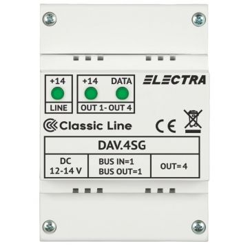 Doza derivatie video Electra Classic DAV.4SG, 4 iesiri, conectori cu surub, carcasa ABS