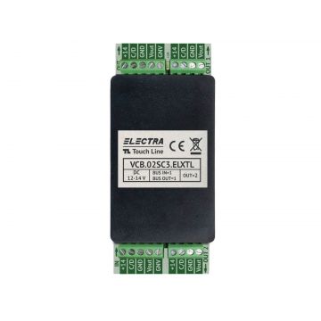 Doza derivatie video Electra VCB.02SC3.ELXTL, 2 iesiri, conectori surub, protectii scurtcircuit