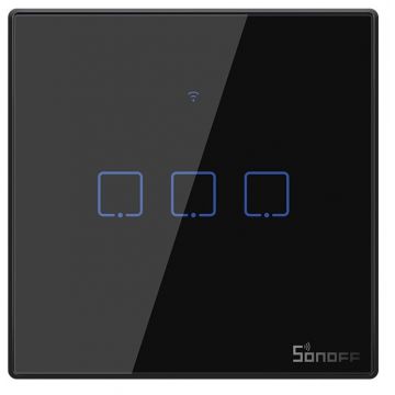 Intrerupator Wifi + RF incastrabil Negru 3 circuite SONOFF-TXT3EU3C