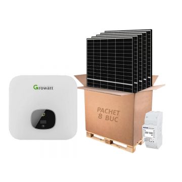Kit invertor hibrid monofazat 3.6kW, 8 panouri fotovoltaice si contor inteligent, Growatt KIT-MIN-3600-TL-XH(AFCI) Kit invertor hibrid monofazat 3.6kW, 8 panouri fotovoltaice si contor inteligent, Growatt KIT-MIN-3600-TL-XH(AFCI)