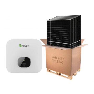Kit invertor hibrid trifazat 5kW si 11 panouri fotovoltaice, Growatt KIT-MOD5000TL3-XH-panou Kit invertor hibrid trifazat 5kW si 11 panouri fotovoltaice, Growatt KIT-MOD5000TL3-XH-panou