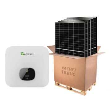 Kit invertor hibrid trifazat 8kW si 18 panouri fotovoltaice, Growatt KIT-MODd8000TL3-XH-panou