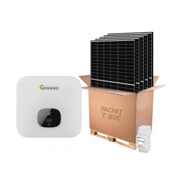 Kit invertor monofazat 3kW, contor inteligent monofazat, 7 panouri fotovoltaice, Growatt KITMIC3000 Kit invertor monofazat 3kW, contor inteligent monofazat, 7 panouri fotovoltaice, Growatt KITMIC3000