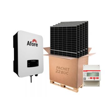 Kit invertor On-Grid trifazat 8kW, 22 panouri fotovoltaice si contor de energie 50kWA, Afore BNT008KTL-2-KIT