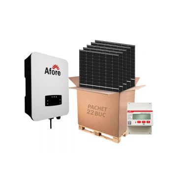 Kit invertor On-Grid trifazat 8kW, 22 panouri fotovoltaice si contor de energie 50kWA, Afore BNT008KTL+LR4+SMART