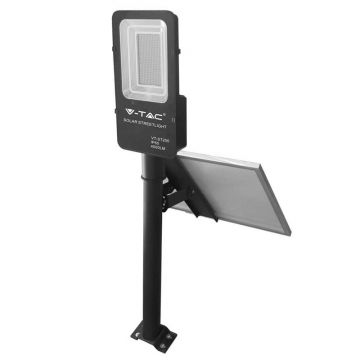 Lampa LED iluminat stradal, cu panou solar, 50W, 4000K, alb-neutru, cu telecomanda si baterie Li-ion 6.4V, IP65, V-Tac SKU-5502