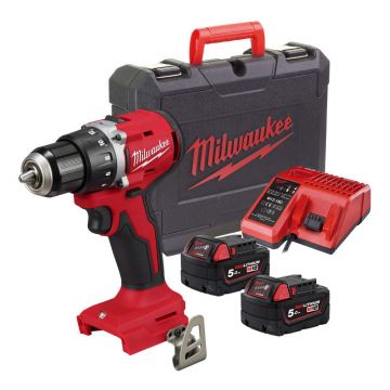 Masina de gaurit Milwaukee M18 BLDDRC-502C, mandrina 13mm, motor fara perii, cuplu 60.5 Nm, cu doi acumulatori M18, 4933492835