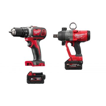 Pachet promotional Milwaukee Big Red, cheie de impact 1 inch, masina de gaurit, acumulator M18, 4933499254-BIGRED