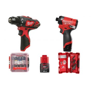 Pachet promotional Milwaukee Big Red, masina de insurubat, masina de gaurit, set burghie, chei magnetice, acumulator, 4933441930-BIGRED