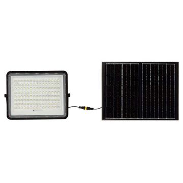Reflector LED cu panou solar 20W, 1800lm, culoare lumina alb rece, IP65, telecomanda, aluminiu negru, V-Tac SKU-7827