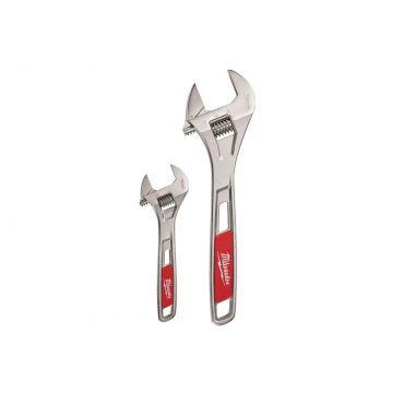 Set 2 chei ajustabile Milwaukee, deschidere pana la 38mm, placate cu crom, maner ergonomic, orificiu agatare, 48227400 Set 2 chei ajustabile Milwaukee, deschidere pana la 38mm, placate cu crom, maner ergonomic, orificiu agatare, 48227400