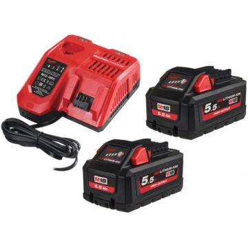 Set acumulatori Milwaukee M18 HNRG-552, 2x M18 5Ah, 1x incarcator rapid, 4933464713