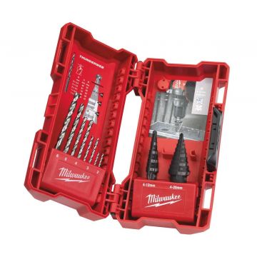 Set burghie Milwaukee, 2 in trepte, 8 de metal, 10 piese, pentru metal, plastic si otel inoxidabil, 48899350 Set burghie Milwaukee, 2 in trepte, 8 de metal, 10 piese, pentru metal, plastic si otel inoxidabil, 48899350