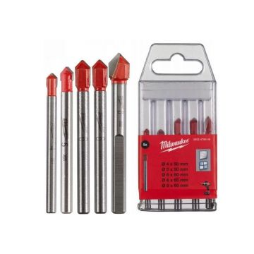 Set burghie Milwaukee pentru sticla si placi ceramice, de la 4x 50mm la 8x 60mm, 4932479948