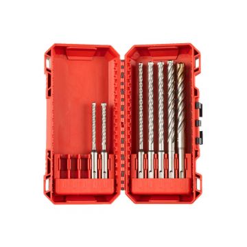 Set burghie Milwaukee SDS-Plus MX4, 7 bucati, 4 taisuri, diametru 5-12mm, carbura solida 5-10mm, fante 12-32mm, 4932492113
