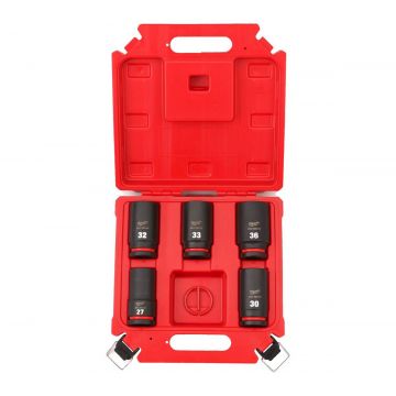 Set chei tubulare lungi Milwaukee, prindere 3/4 inch, 5 piese (27, 30, 32, 33, 36 mm), 4932498750 Set chei tubulare lungi Milwaukee, prindere 3/4 inch, 5 piese (27, 30, 32, 33, 36 mm), 4932498750