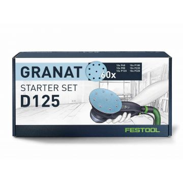 Set discuri abrazive Festool GRANAT D125 GR-Set, diametru 125mm, 60 bucati, P60, P80, P120, 578668 Set discuri abrazive Festool GRANAT D125 GR-Set, diametru 125mm, 60 bucati, P60, P80, P120, 578668