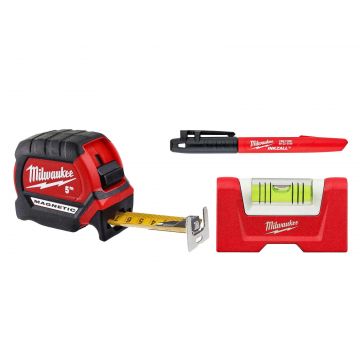 Set marker negru, ruleta magnetica 5m si nivela Milwaukee 4932480552 Set marker negru, ruleta magnetica 5m si nivela Milwaukee 4932480552