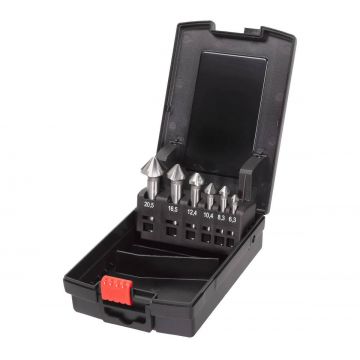 Set zencuitoare Milwaukee HSS Cobalt, 6 piese, unghi 90 grade, 3 margini de taiere, pentru otel si aluminiu, 4932493575 Set zencuitoare Milwaukee HSS Cobalt, 6 piese, unghi 90 grade, 3 margini de taiere, pentru otel si aluminiu, 4932493575