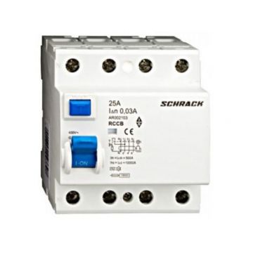 Siguranta diferentiala tetrapolara C25A tip AC 10kA Schrack AR002103