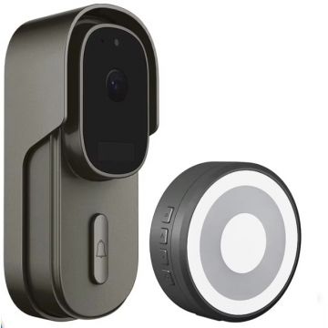 Sonerie wireless cu acumulator, apel video, 2MP Full HD, Tuya, PIR, IR 7m, slot card, IP65, Rehent WF001-708B Sonerie wireless cu acumulator, apel video, 2MP Full HD, Tuya, PIR, IR 7m, slot card, IP65, Rehent WF001-708B