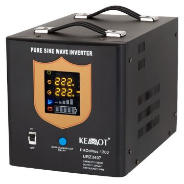 UPS centrala termica pentru baterii de 12V, 1200W, Display LED, Sinusoida pura, Kemot, URZ3407B