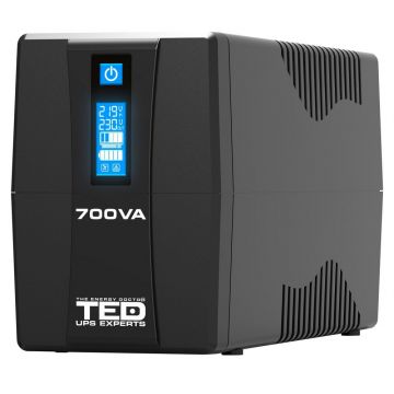 UPS cu stabilizator, 700VA / 400W, cu ecran LCD, 2x Schuko, TED TED003959 UPS cu stabilizator, 700VA / 400W, cu ecran LCD, 2x Schuko, TED TED003959