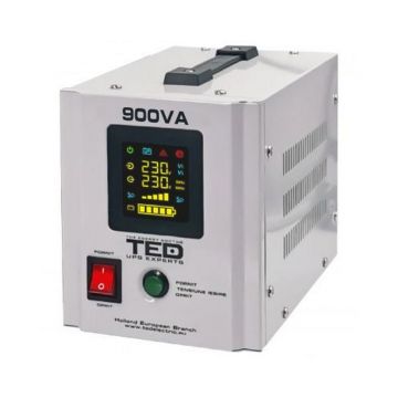 UPS de 500W 900VA cu unda sinusoidala pura, compatibil cu 2 baterii de 12V, pentru centrale termice, TED, TED000361 UPS de 500W 900VA cu unda sinusoidala pura, compatibil cu 2 baterii de 12V, pentru centrale termice, TED, TED000361