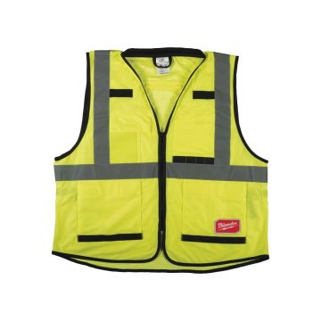 Vesta premium reflectorizanta galbena Milwaukee, marimea S/M, ventilatie in spate, guler captusit, 4932471895