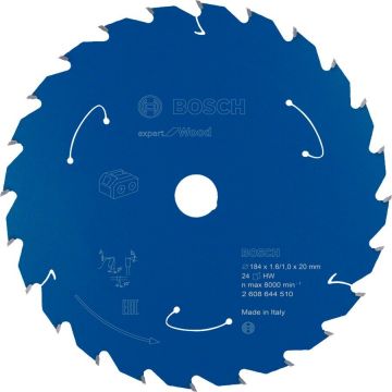 Bosch Professional circular saw blade Expert for Wood, O 184mm, 24Z bore 20mm, for cordless hand-held circular saws