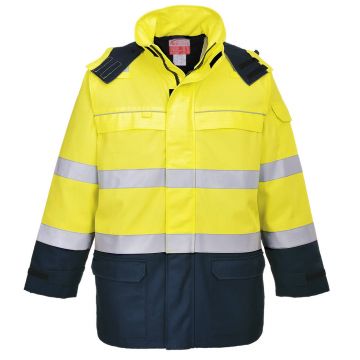 Jacheta Bizflame Rain+ Hi-Vis Arc Portwest model FR79, marime M, culoare Galben/Navy, fit R