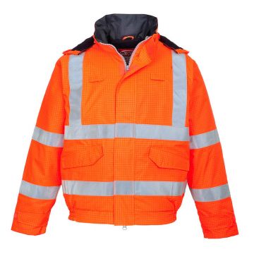 Jacheta de ploaie HiVis Bizflame Antistatica Ignifuga Portwest model S773, marime 4XL, culoare Portocaliu, fit R