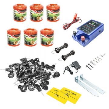 Kit complet gard electric 12/220V, 2 Joule,lungime fir 1500m, 100 izolatori, 2 manere poarta, 2 placute avertizare, Cod: BK87556, Brand: BRECKNER GERMANY