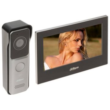 Kit videointerfon Dahua IP,  2 MP, Wi-Fi, PoE, mifare 13.56 MHz, MicroSD, H.265, monitor 7inch TFT, IP65, KTW02
