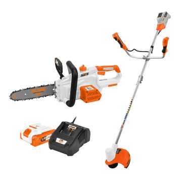 Pachet - Gospodarul Eficient (Motocoasa Ruris 3024e + ElectroFerastrau Ruris 2524e + Kit Acumulator+Incarcator Ruris Alfa Up 2424e)