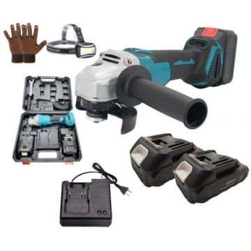 Polizor unghiular (flex) 48V 8Ah, Manusi + Lanterna incluse, Geanta de transport