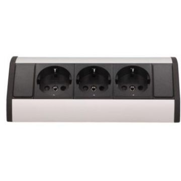 Priza pentru Mobilier OR-GM-9001/B-G(GS) 16A 3680W 3 Prize Schuko Lungime Cablu 0.6M Negru/Argintiu