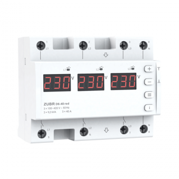 Releu de protectie tensiune trifazat ZUBR D6-40 Red 3x40A 230 380V TrueRMS