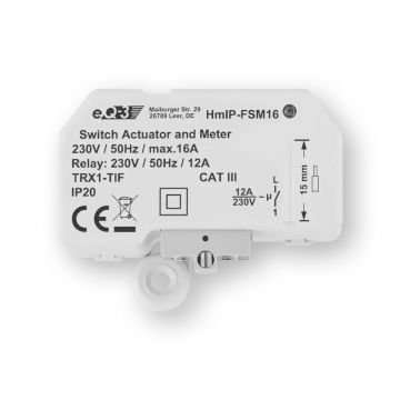 Releu smart cu contor energie Homematic IP, 230V, 5A (1150W), montaj ingropat, compatibil Alexa/Google, HmIP-FSM