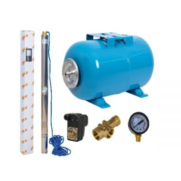 Set Hidrofor 50L cu Pompa Submersibila IBO Dambat 3.5SDM3-15, 1.1kW, 105 l/min, H Refulare 90 m, cablu 20 m