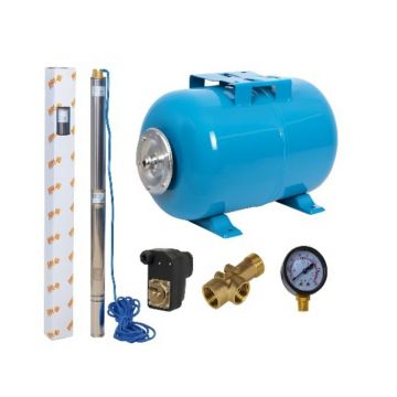 Set Hidrofor 50L cu Pompa Submersibila IBO Dambat 3TI15, 0.37 kW, 50 l/min, H Refulare 60 m, cablu 20 m