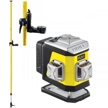 Set nivela laser cu linii 3 x 360° Nivel System CL3G SET LP36, fascicul verde, 30/70m, acumulator 3,7 V, geanta transport, tija ancorare LP36