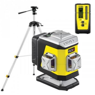 Set nivela laser cu linii 3 x 360° Nivel System CL3R SET SJJM1EX RD800, fascicul rosu, 30/70m, acumulator 3,7 V, geanta transport, trepied 1,82 m, senzor RD800