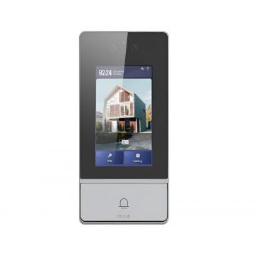 Videointerfon cu recunoastere faciala Hikvision HiLook DP9-WP, TCP/IP, Wi-Fi, ecran 4.3 inch, 2 camere  de 2MP, IR, PoE, IP65, IK08