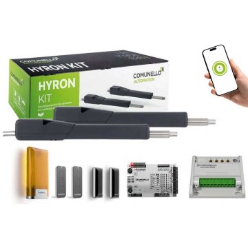Kit automatizare porti batante Comunello Hyron 300 230V, 2x3m, 2x400kg cu unitate de control, comunicare radio si Wi-Fi, HYRON300230AC950