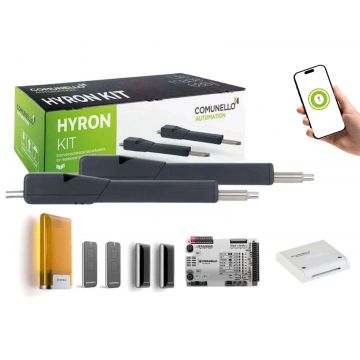 Kit automatizare porti batante Comunello HYRON 500, 230V, 2x5m, 2x500kg, cu unitate de control AC-950 LOCK 24, HYRON500230AC950