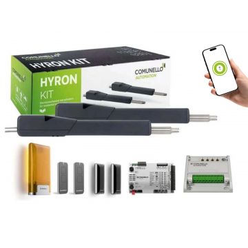 Kit automatizare porti batante Comunello Hyron 500, 24V, 2x5m, 2x500kg, comunicare radio si Wi-Fi, HYRON50024AC950