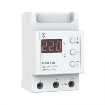 Releu protectie tensiune ZUBR D63T 63A 230V TrueRMS