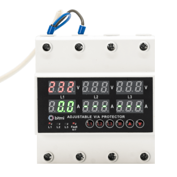 Releu trifazat sincron de protectie la tensiune si curent cu afisaj digital 1-63A, Bitmi 11853